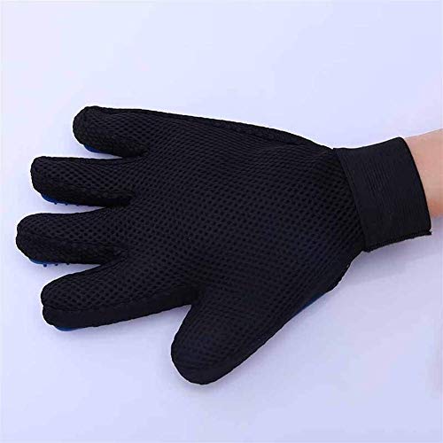 (izquierdo y derecho) Pet Grooming Guantes de eliminación de cepillo Masaje Baño de peine del pelo del polvo herramienta for eliminar fácilmente del gato y la piel del perro (color: azul claro, Tamaño