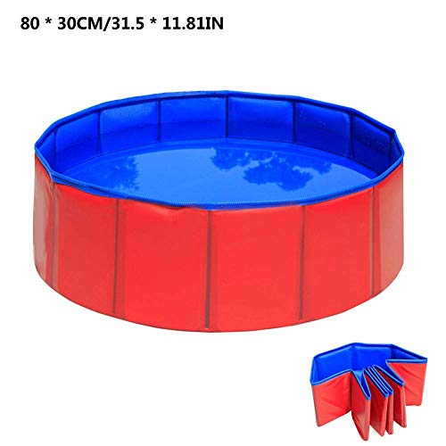 JACKWS Perro casero Plegable Piscina, Azul Mascotas de baño de hidromasaje, portátil PVC Perro Piscina, for Perros Gatos del niño del baño del bebé niños juegan Piscina (Color : 80 * 30cm)