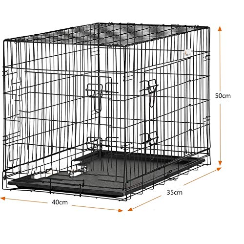 Jaula De Perro con Dos Puertas De Jaula De Transporte Jaula De Alambre Recipiente Esqueleto Jaula para Animales Plegable para Perros Grandes Gatos Conejos Roedores con 2 Asas,1