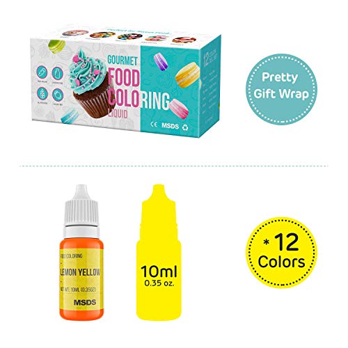 Jim’s Stores Colorante Alimentario 12*11ml, Set de Colorante Alta Concentración Liquid para Colorear los Bebidas Pasteles Galletas Macaron Fondant