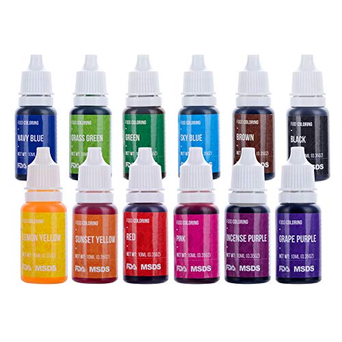 Jim’s Stores Colorante Alimentario 12*11ml, Set de Colorante Alta Concentración Liquid para Colorear los Bebidas Pasteles Galletas Macaron Fondant