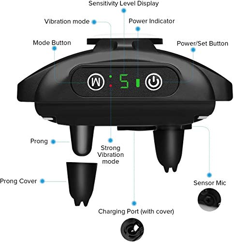 JJOBS Collar Antiladridos para Perros para Addestramento Automático, con Ajustable Vibración sin Descarga Eléctrica, Impermeable y Recargable