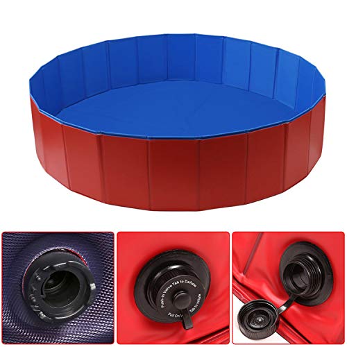 JJOBS Piscina para Perro Bañera Plegable para Perros Gatos Mascotas, Natacion al Aire Libre, Material de PVC -Rojo (XL:160 * 30CM)