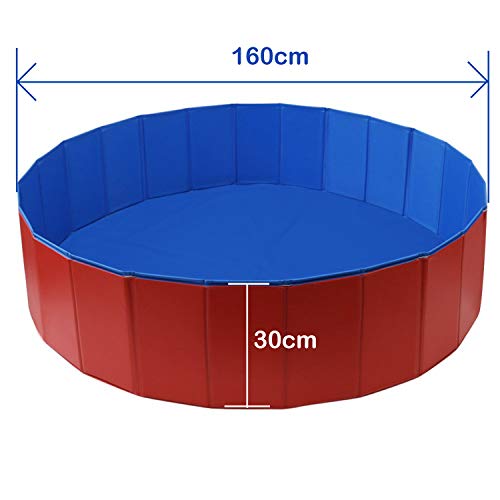 JJOBS Piscina para Perro Bañera Plegable para Perros Gatos Mascotas, Natacion al Aire Libre, Material de PVC -Rojo (XL:160 * 30CM)