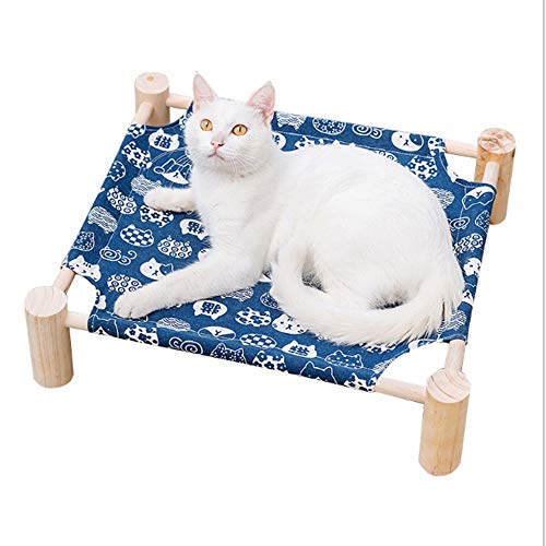 JNWEIYU Elevada Cama del Animal doméstico portátil, Raise Zona de Relax for Perros y Gatos con Madera sólida de refrigeración Cama del Animal doméstico, Verano