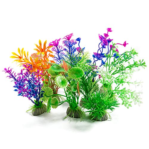 Jolintek 10 Piezas Plantas Artificiales Plástico decoración de Acuario Adorno Acuario de Peces de Tanque Planta de simulación Mezcladas Color