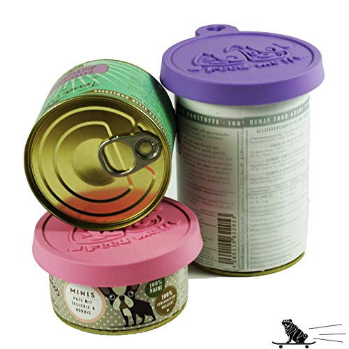 Juego de 2 Roll Carlino de Lata Tapa para Comida para Animales, Alimentos auténtica Silicona | 3 in1 Ajuste | Gatos y Perros