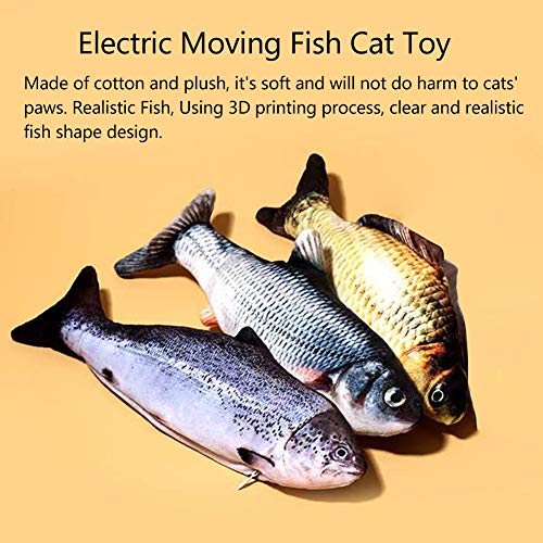 Juguete Hierba Gatera, Afaneep 30CM Juguete Gato Juguete Interactivo Peluches Pescado Juguete Electrico Automático para Gatos Gatito