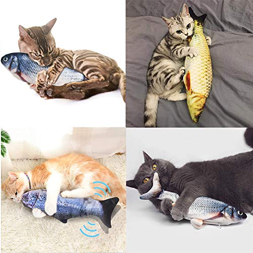 Juguete Hierba Gatera, Afaneep 30CM Juguete Gato Juguete Interactivo Peluches Pescado Juguete Electrico Automático para Gatos Gatito