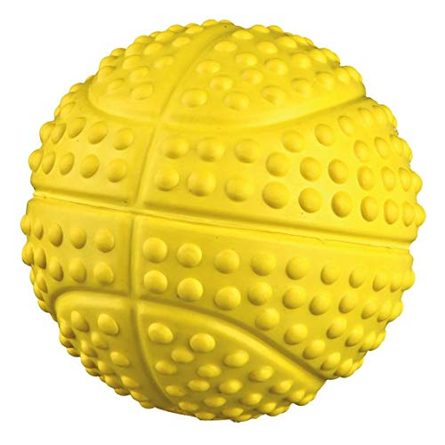 Juguete para mascotas de 8 cm de caucho natural duradero para baloncesto, béisbol, forma de pelota pequeña para entrenamiento de perro masticando juguetes para mascotas con sonido chirriante