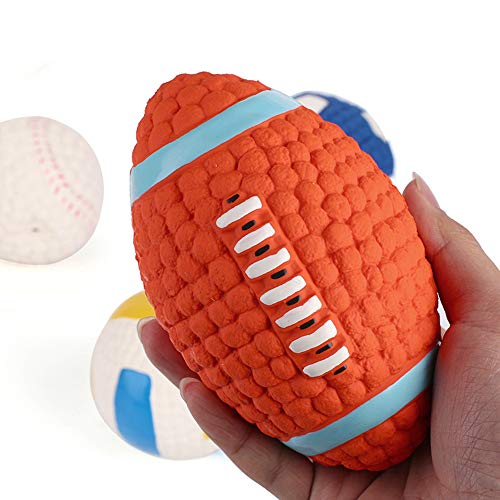 Juguete para Perro Anti-Bite Látex Relleno Muñeca Algodón Perro Limpieza Dientes Fútbol Tenis Voleibol Mascota Entrenamiento con Sonido Interactivo Pelota Adecuado para Todos los Perros,Red