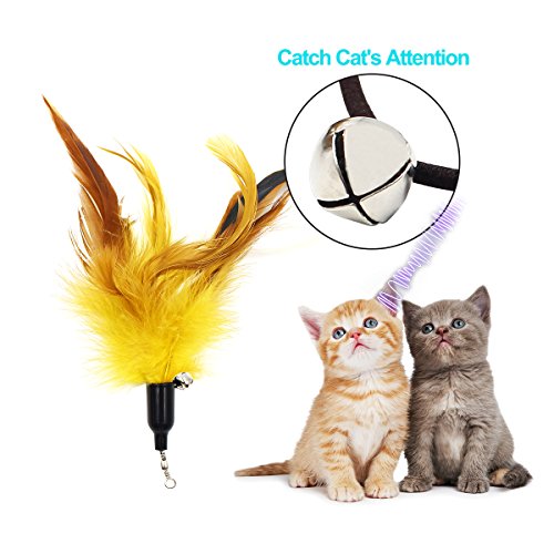 Juguetes interactivos para gato Ulable, juguete de plumas para gato de sisal, juguetes para gato para mascotas pequeñas, grandes y variables (9 unidades)