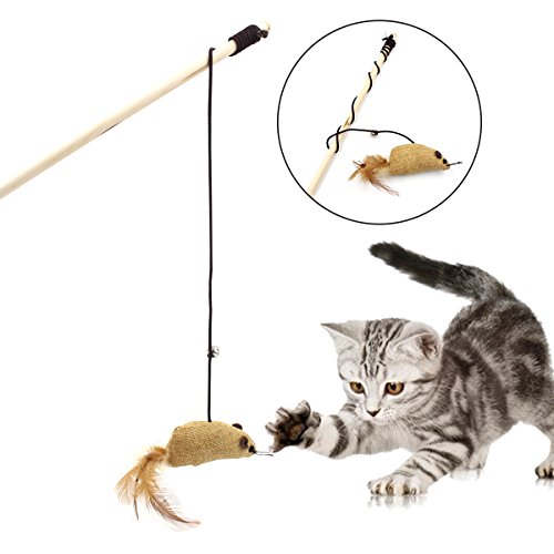 Juguetes interactivos para gato Ulable, juguete de plumas para gato de sisal, juguetes para gato para mascotas pequeñas, grandes y variables (9 unidades)