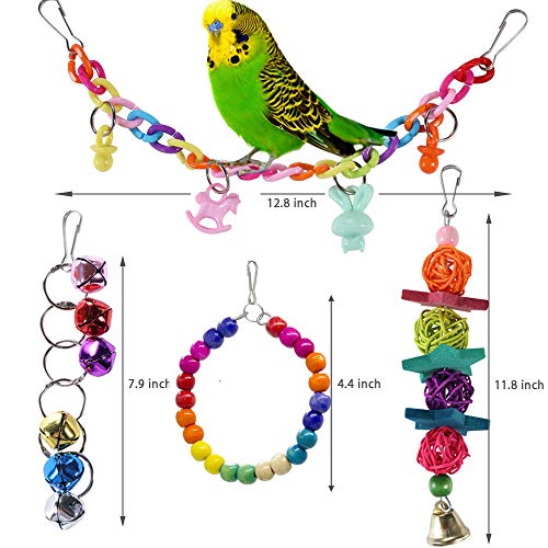 Juguetes para Pajaros, 8 Piezas Juguete de Ave Colorida para Masticar Pájaros Columpios de Juguete Juguetes, Colgar Juguetes de Jaula de Pájaros o Pequeños Periquitos Cockatiels Conure Guacamayos