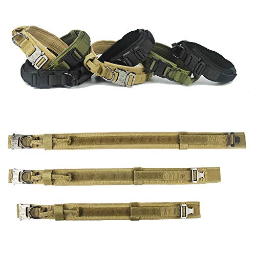 JW-online Collar de Perro Militar táctica Collares de Perro de Nylon Ajustable con la formación Collar de Perro Gato Mango Animales para Perros medianos Grande,Negro,L (47-53cm)