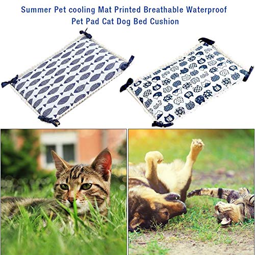 JW-online Enfriamiento de Verano para Mascotas Estera del cojín Impermeable y Transpirable de Gato Impreso para los Perros Grandes Cama para Dormir Almohada para Mascotas,Verde,M