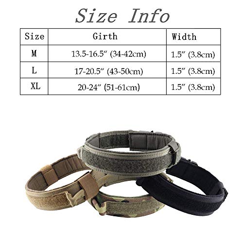 JW-online Entrenamiento del Perro Collar Ajustable de Nylon Militar Perilla de Control táctico Collar de Perro Collares para Gatos Pet Products,marrón,L (43-50cm)