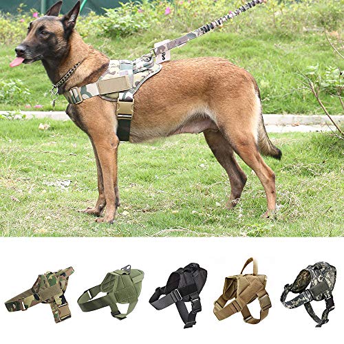 JW-online Táctica Perro de Trabajo arnés Patrulla Militar Collar de Perro de Servicio arnés K9 Chaleco con Mango formación Senderismo,ACU,L