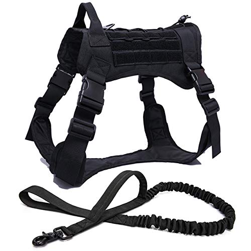 JW-online Tácticas de K9 Chaqueta de Punto Collar de Perro de Trabajo arnés del Perro con el Entrenamiento del Perro Correa Mango promueven Medio Gran Perros de Pastor alemán,arnés y una Correa,M