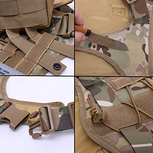 JW-online Tácticas de K9 Chaqueta de Punto Collar de Perro de Trabajo arnés del Perro con el Entrenamiento del Perro Correa Mango promueven Medio Gran Perros de Pastor alemán,arnés de Camuflaje,L