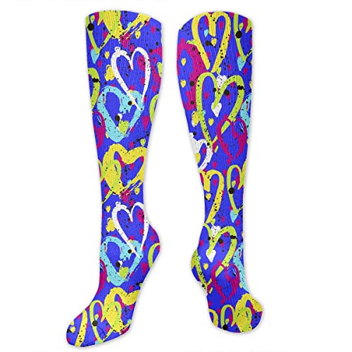 Jxrodekz Dots,Hearts Pattern Men & Women Knee High Sport Compression Long Sock For Football Working