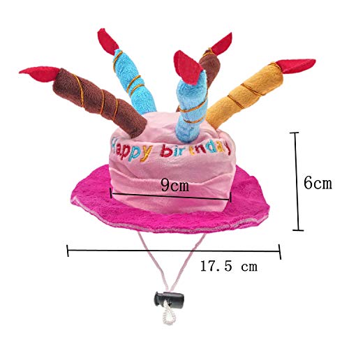 JZK Terciopelo Rosa Juguete de Gorro de cumpleaños Diseno Velas Pastel para Gato Perro Mascotas, Accesorios para Decoracion de Fiesta de cumpleaños de Perro Mascota Gato