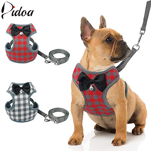 KAILLEET Conjunto de arnés y Correa for Perros pequeños Arnés for Chaleco for Mascotas con Malla Bowknot Acolchado for Cachorros pequeños Perros Chihuahua Yorkies Pug (Color : Red, Size : L)