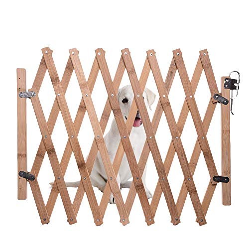 KAISIMYS Portón para Mascotas, Protectores de Barrera portón Plegable de Madera para escaleras de Perros para Interiores para Perros pequeños medianos Grandes (Altura 82 cm)