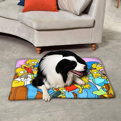 KANKANHAHA - Alfombrilla para Cama de Perro con diseño de Dibujos Animados Simpsons Suave y Lavable y Antideslizante para Perros y Gatos