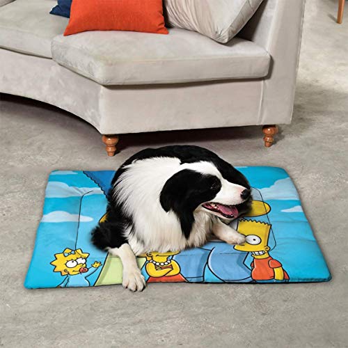 KANKANHAHA - Alfombrilla para Cama de Perro con diseño de Dibujos Animados Simpsons Suave y Lavable y Antideslizante para Perros y Gatos