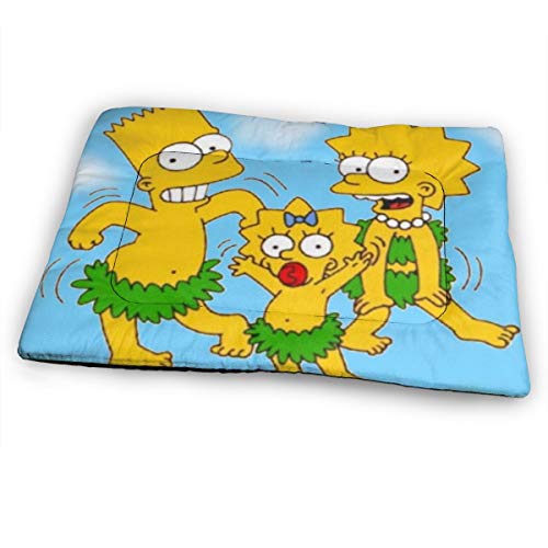 KANKANHAHA - Alfombrilla para Cama de Perro con diseño de Dibujos Animados Simpsons Suave y Lavable y Antideslizante para Perros y Gatos