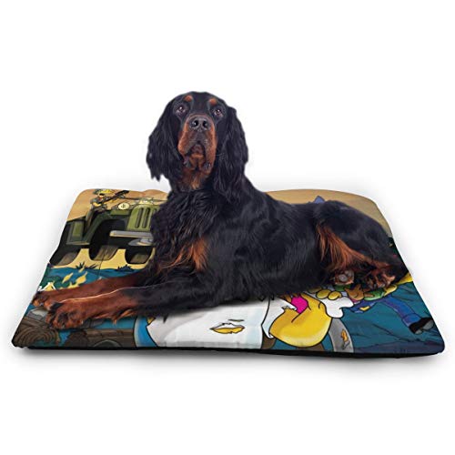 KANKANHAHA - Alfombrilla para Cama de Perro con diseño de Dibujos Animados Simpsons Suave y Lavable y Antideslizante para Perros y Gatos