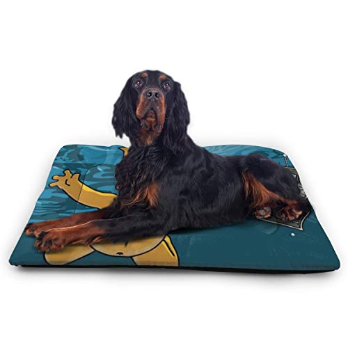 KANKANHAHA - Alfombrilla para Cama de Perro con diseño de Dibujos Animados Simpsons Suave y Lavable y Antideslizante para Perros y Gatos