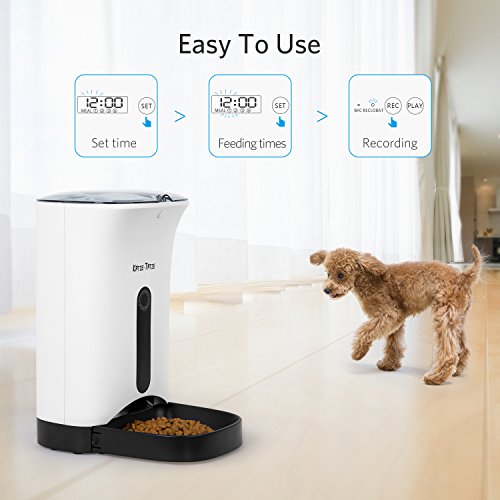 KatzeTatze Comedero Automático para Perros, Alimentador Automático 5.5L con Pantalla LCD, hasta 4 Comidas al Día, Grabación DE 10 Segundos, dispensador de Alimentos para Mascotas