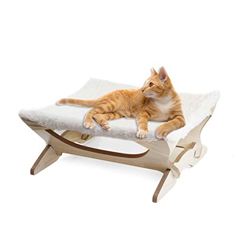 KINTRADE Hamaca de Madera Plegable para Gatos Manta elevada Cama para Dormir para Perros pequeños Sofá Colgante