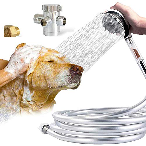 Kit de rociadores de ducha para perros, herramienta de cepillos de baño para mascotas de mano con desviador y manguera de brazo de ducha de calidad, para limpieza y masaje de caballos y perros