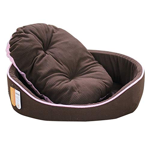 KJRJCW Cama Perros y Gatos con Manta para Mayor Calidez y Seguridad - Ofrece Soporte para la Cabeza, el Cuello y Las articulaciones - Lavable a máquina, Parte Inferior Resistente al Agua