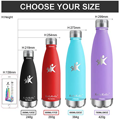 KollyKolla Botella de Agua Acero Inoxidable, Termo Sin BPA Ecológica, Botellas Termica Reutilizable Frascos Térmicos para Niños & Adultos, Deporte, Oficina, Yoga, Ciclismo, (350ml Macaron Verde)