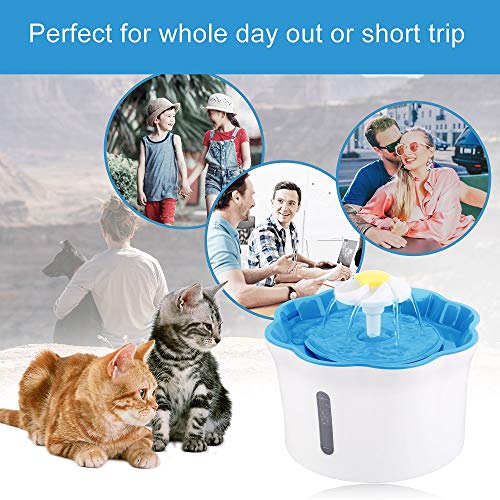 KOOPAO Pet Cat Dispensador de Fuente de Agua, 2.6L Mascotas Filtros de reemplazo de Fuente automáticos Ultra silencioso Saludable e higiénico para Perros Gatos 1 Filtro 1 tapete de Silicona