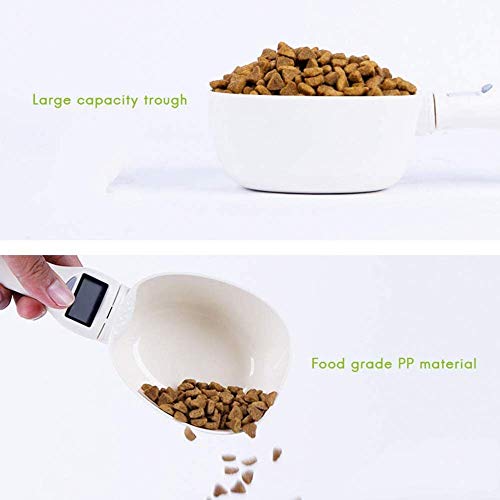 kuaile Pet Food Scoop Preciso Comida para Perros, Vaso medidor extraíble para Gatos, Cuchara de báscula Digital con Pantalla LCD para Alimentos de Animales, Cocina Hornear