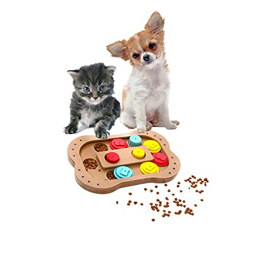 Kuiji Pet Intelligence Juguete interactivo divertido para esconder y buscar alimentos tratados de madera para mascotas y cachorros de hueso juguete para perros y gatos (hueso de mascota)