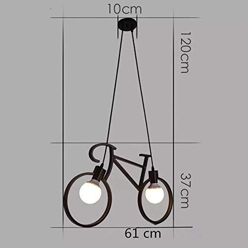 Lámpara de techo sencilla hierro creativo Negra bicicleta Kleine Candelabros E27 LED Fuente de luz φ31 cm × 67 cm Personalidad colgante lámpara de estudio Bar Coffee Shop Bar Luces