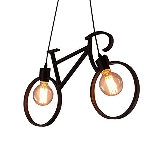 Lámpara de techo sencilla hierro creativo Negra bicicleta Kleine Candelabros E27 LED Fuente de luz φ31 cm × 67 cm Personalidad colgante lámpara de estudio Bar Coffee Shop Bar Luces