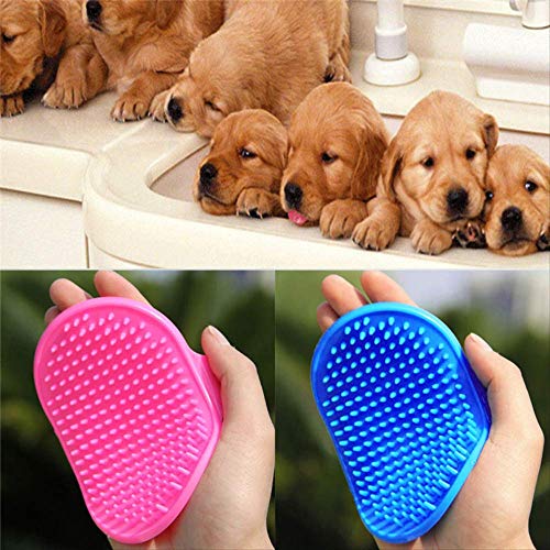 LanTianX Cepillo Perro Furminator Mascota Perro Gato Baño Cepillo Peine Guante De Goma Cabello Piel Aseo Masaje Masaje Mit Ducha para Mascotas Cepillo para Perro Talla única Azul