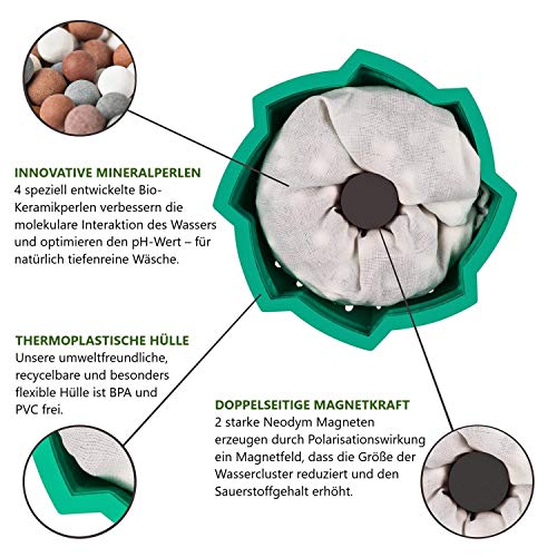 Lavables con bola de lavado ecológica [el original] lavado sin detergente. Con imán de neodimio de doble cara y bolas de cerámica mejoradas. Sostenible y sin BPA.