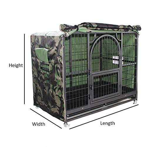 LDIW Fundas La Jaula del Perro Impermeable de Tela Oxford Protectores de Jaula para Perros de Perrera Aptas para Interiores/Exteriores,Camuflaje,129x98x103cm