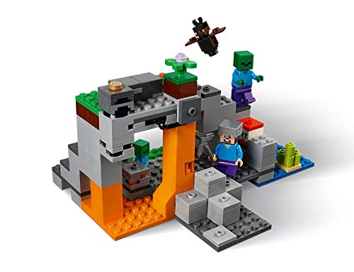 LEGO Minecraft - La Cueva de los Zombis, Juguete de Construcción Inspirado en el Videojuego, Incluye Personajes como Steve y un Zombie, Set a partir de 7 años (21141)