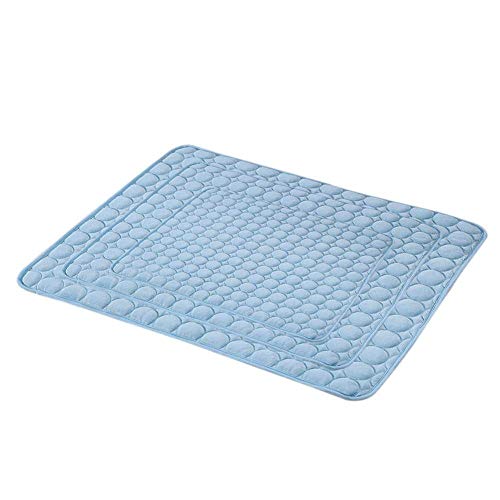 LGFSG Estera de enfriamiento para Mascotas de Verano Estera de Perro a Prueba de Humedad de Seda de Hielo Enfriador de colchón Fresco Estera de Dormir de Gatito Gato Cachorro, Azul, 70x56cm