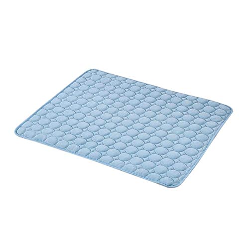 LGFSG Estera de enfriamiento para Mascotas de Verano Estera de Perro a Prueba de Humedad de Seda de Hielo Enfriador de colchón Fresco Estera de Dormir de Gatito Gato Cachorro, Azul, 70x56cm