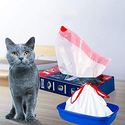 LHOME Gato Bolsa de Basura de la litera, 10 Conde Jumbo Arena for Gatos Pan Bolsas de cordón, protección del Medio Ambiente heces de Gato Cuerda Bolsa de Basura desechable, 91.4 * 48.3cm